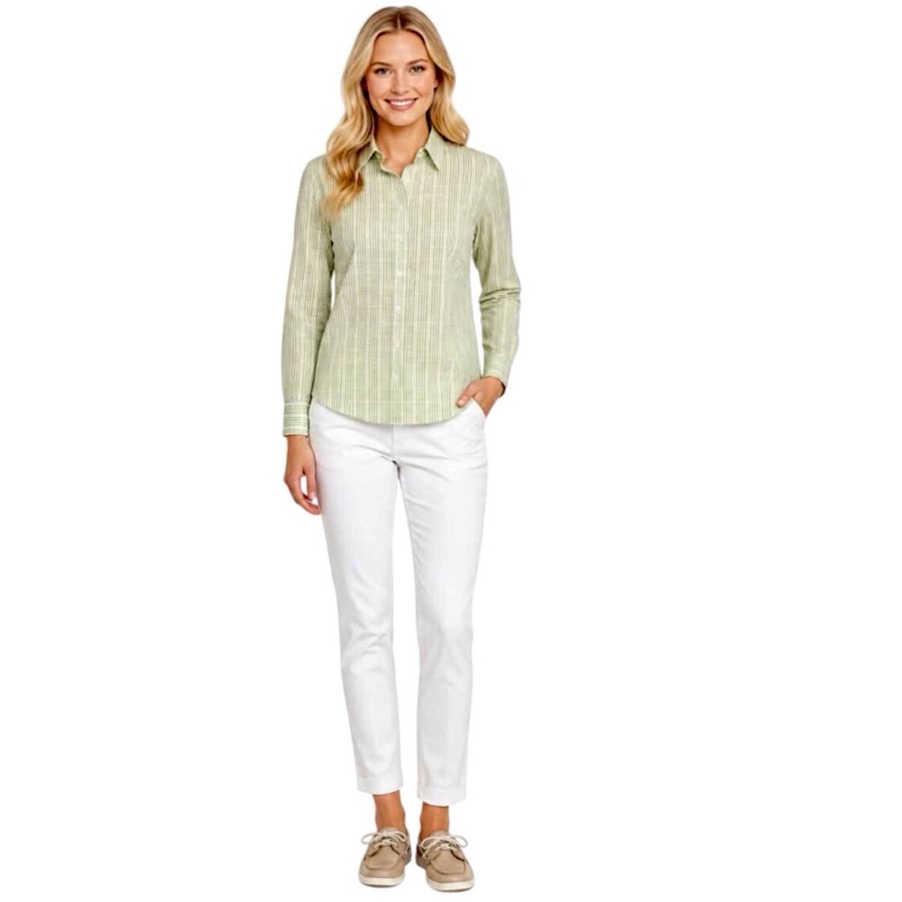 Vineyard Vines Gingham Plaid Shirt Green Button Down Tailored Fit Size 2